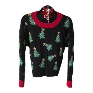 NWOT Holiday Christmas Tree Sweater - Black and Red Includes Xmas Bag Charm